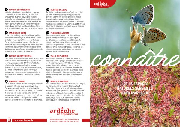 Connaitre les 16 espaces naturels sensibles (ENS) d'Ardèche