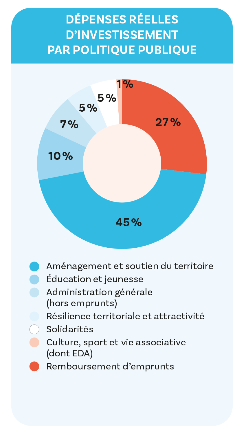 budget graphique de dépenses réelles d'investissement par politique publique